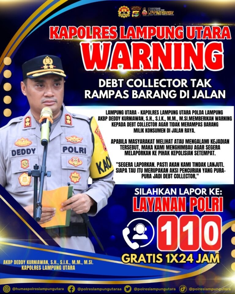 Kapolres Lampung Utara Warning Debt Collector Tak Rampas Barang Di Jalan
