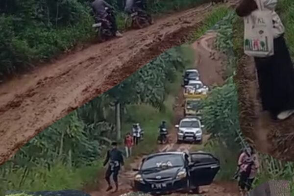 Jalan Rusak di Desa Nyapa Banyu, Kecamatan Abung pekurun