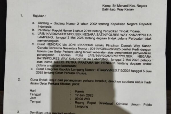 Polda Lampung Gelar Perkara Ulang, Respon Polsek SP3 Laporan Upaya Pembunuhan Anak Dibawah Umur
