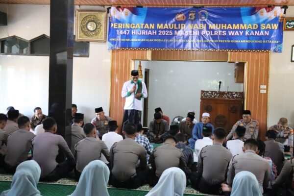 Polres Way Kanan Gelar Maulid Nabi Muhammad SAW 1447 H di Masjid Darul Fattah