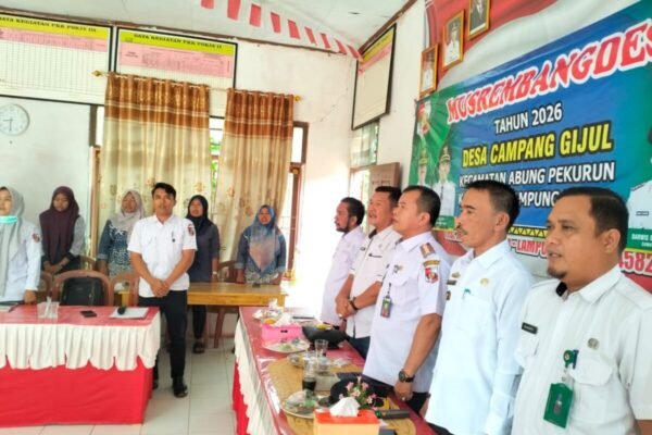 Camat Abung Pekurun Darwis Setiabudi S.E.,M.M., Hadiri Musrenbangdes di desa Campang Gijul Tekankan Pentingnya Partisipasi Masyarakat