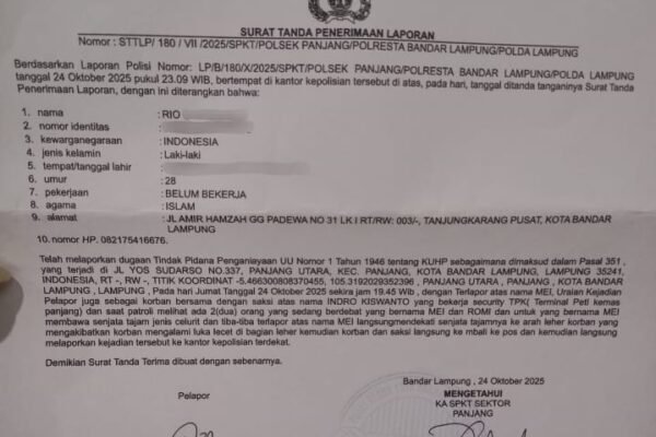 Keributan Sesama Karyawan Pelindo Panjang, Seorang Pegawai Diamankan Polisi Usai Ancam Rekan Kerja dengan Clurit