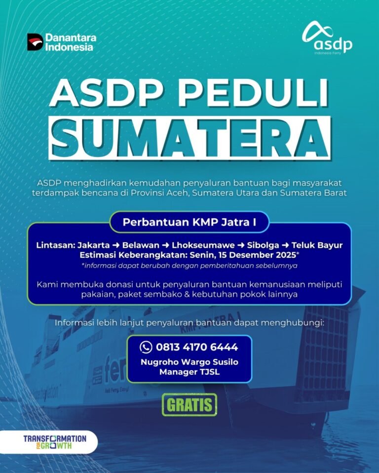 ASDP Kerahkan KMP Jatra I Perkuat Pemulihan Sumatera