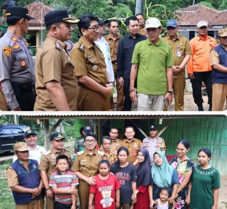 Pemkab Lampung Utara Tinjau Dampak Banjir Bandang dan Salurkan Bantuan Sosial di DESA NYAPA BANYU Abung Pekurun