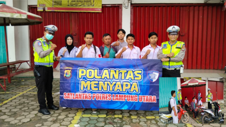 Satlantas Polres Lampung Utara Gelar Polisi Menyapa di Jalan Alamsyah, Edukasi Keselamatan Berlalu Lintas