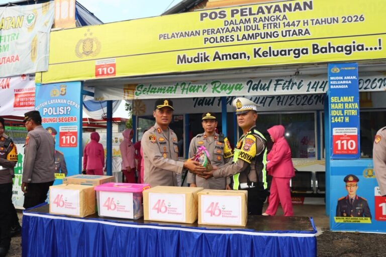 Berikan Motivasi, Kapolres Lampung Utara Bersama PJU dan Bhayangkari Kunjungi Pos Pam dan Pos Yan Ops Ketupat Krakatau 2026