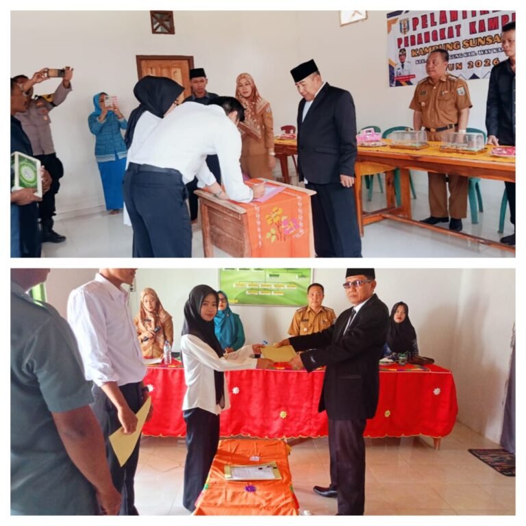 Camat Negeri Agung Hadiri Pelantikan Aparatur Kampung Sunsang Dan Kotabumi Way Kanan
